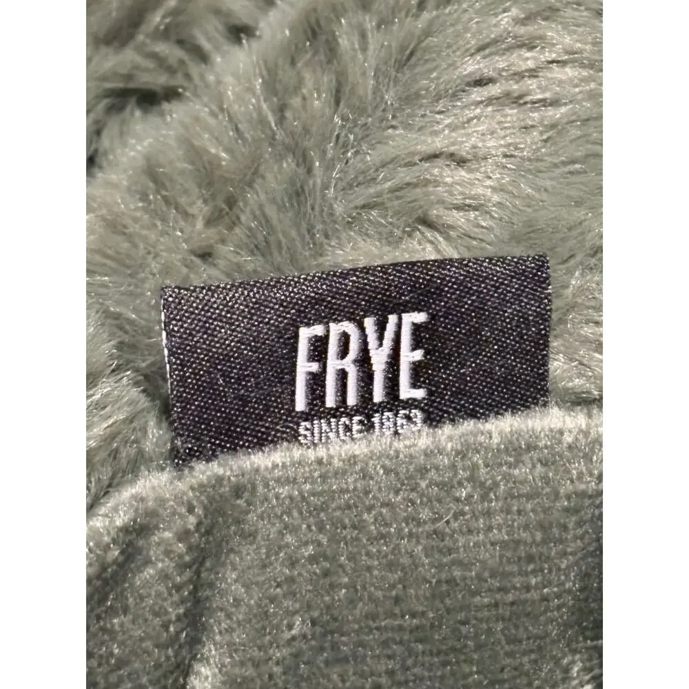 FRYE Faux Fur Throw Blanket Olive Army Green 50 x 70